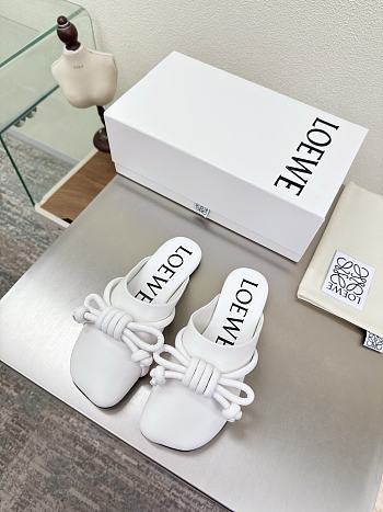 LOEWE | Flamenco Knot Mules White Leather