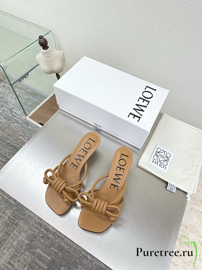 LOEWE | Flamenco Knot sandal in lambskin 5.5cm Brown - 1