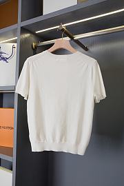 DIOR | Short-Sleeved Fitted Sweater White Wool Knit with Green - 6