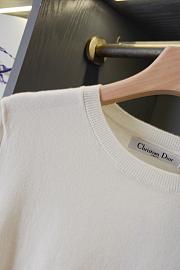 DIOR | Short-Sleeved Fitted Sweater White Wool Knit with Green - 2