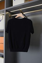 DIOR | Short-Sleeved Fitted Sweater Black Wool Knit with Green - 6