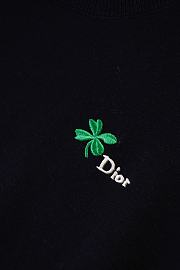 DIOR | Short-Sleeved Fitted Sweater Black Wool Knit with Green - 5