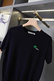 DIOR | Short-Sleeved Fitted Sweater Black Wool Knit with Green - 3