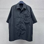 LOUIS VUITTON | Embroidered Short-Sleeved Cotton Shirt Black - 1