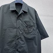 LOUIS VUITTON | Embroidered Short-Sleeved Cotton Shirt Black - 3