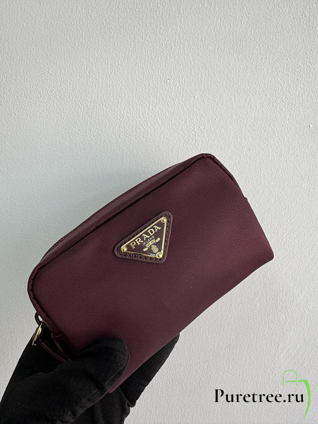 PRADA | Micro Re-Nylon pouch gold hardware Burgundy - 1