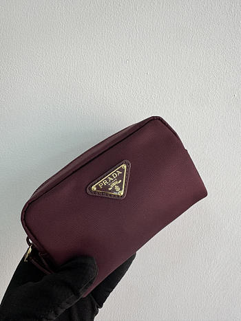 PRADA | Micro Re-Nylon pouch gold hardware Burgundy