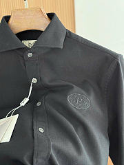 Hermès H-logo embroidered long sleeve shirt black - 5