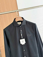 Hermès H-logo embroidered long sleeve shirt black - 2