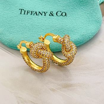 Tiffany Knot Pavé Hoop Earrings Gold