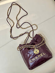 CHANEL 22 Shiny Calfskin Mini size Burgundy - 6