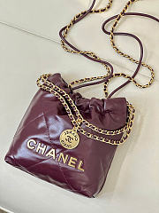 CHANEL 22 Shiny Calfskin Mini size Burgundy - 3