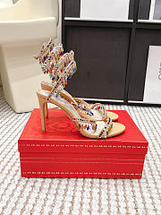 René Caovilla Chandelier Nude Rainbow Crystal Sandal 7.5 cm - 1