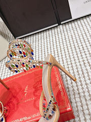 René Caovilla Chandelier Nude Rainbow Crystal Sandal 7.5 cm - 5