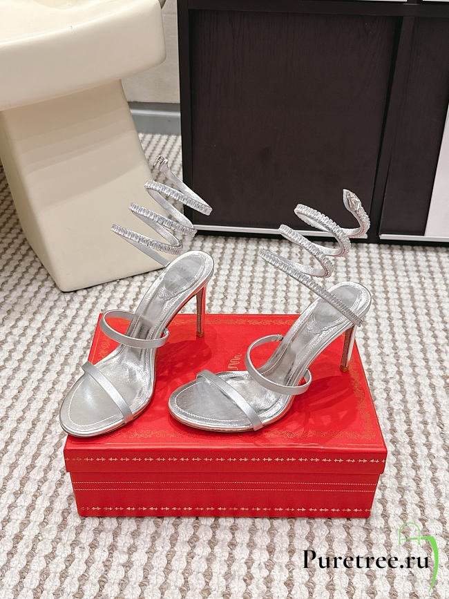 René Caovilla Cleo Silver Sandals 7.5 cm - 1