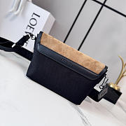 LOEWE | Mini Flex messenger in canvas and suede black/dark gold - 5