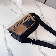 LOEWE | Mini Flex messenger in canvas and suede black/dark gold - 4
