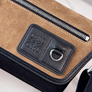 LOEWE | Mini Flex messenger in canvas and suede black/dark gold - 2