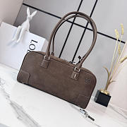 LOEWE | Amazona 31 debossed nubuck shoulder bag dark brown - 1