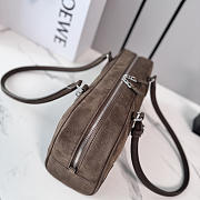 LOEWE | Amazona 31 debossed nubuck shoulder bag dark brown - 2