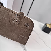 LOEWE | Amazona 31 debossed nubuck shoulder bag dark brown - 5