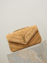 YSL | LouLou suede bag natural tan size 29x17x8 cm - 1