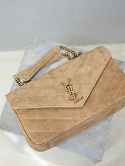 YSL | LouLou suede bag natural tan size 29x17x8 cm - 6