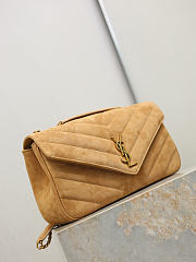 YSL | LouLou suede bag natural tan size 29x17x8 cm - 3