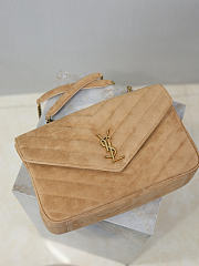 YSL | LouLou suede bag natural tan size 32x22x10 cm - 6
