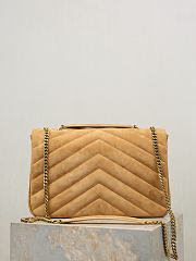 YSL | LouLou suede bag natural tan size 32x22x10 cm - 4