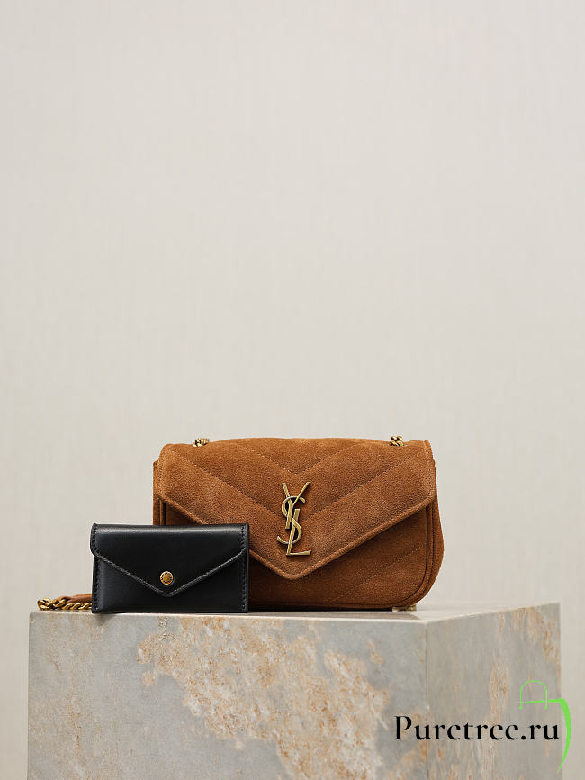 YSL | LouLou suede bag brown size 20x12x5 cm - 1