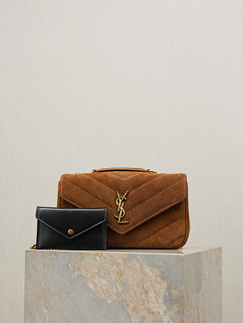 YSL | LouLou suede bag brown size 24x14x6 cm