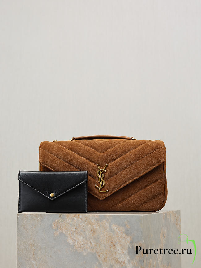 YSL | LouLou suede bag brown size 29x17x8 cm - 1