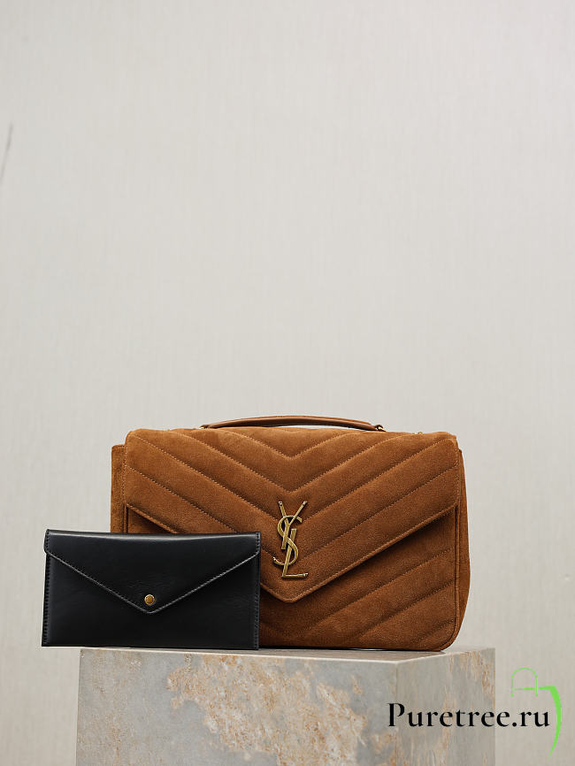 YSL | LouLou suede bag brown size 32x22x10 cm - 1