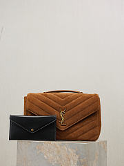 YSL | LouLou suede bag brown size 32x22x10 cm - 1