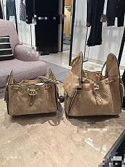 CHANEL | 25 Mini handbag Braided Raffia, Calfskin & Gold-Tone Metal  Beige & Black - 5