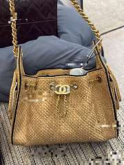 CHANEL | 25 Mini handbag Braided Raffia, Calfskin & Gold-Tone Metal  Beige & Black - 2