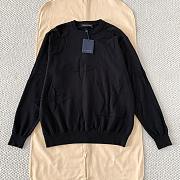 LOUIS VUITTON | Embossed Jacquard Knit Crew Neck Long Sleeve Black - 1