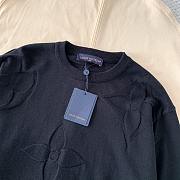 LOUIS VUITTON | Embossed Jacquard Knit Crew Neck Long Sleeve Black - 2