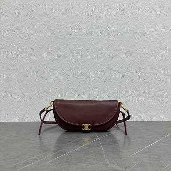 CELINE | Little Halfmoon Soft Triomphe In Supple Shiny Lambskin Burgundy
