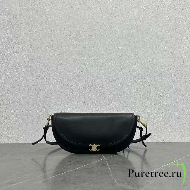 CELINE | Little Halfmoon Soft Triomphe In Supple Shiny Lambskin Black - 1