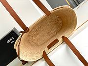 CELINE | Classic Panier Small Braided Triomphe In Raffia And Calfskin - 3