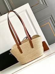 CELINE | Classic Panier Small Braided Triomphe In Raffia And Calfskin - 6