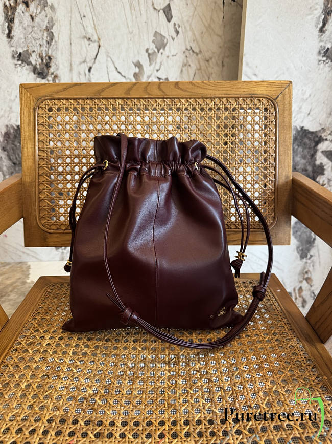 CELINE | Small Crystal Pouch In Lambskin Burgundy - 1