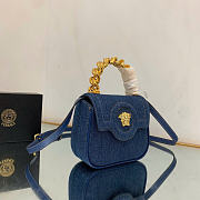 VERSACE Denim Mini La Medusa Chain Top Handle Bag - 5