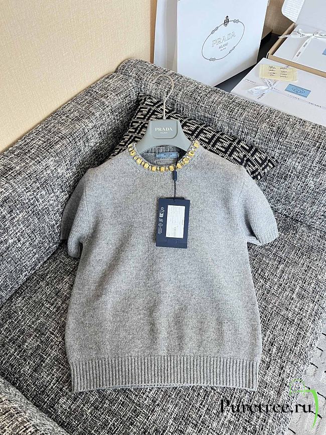 Prada Short sleeve knitwear embellished neckline 01 - 1