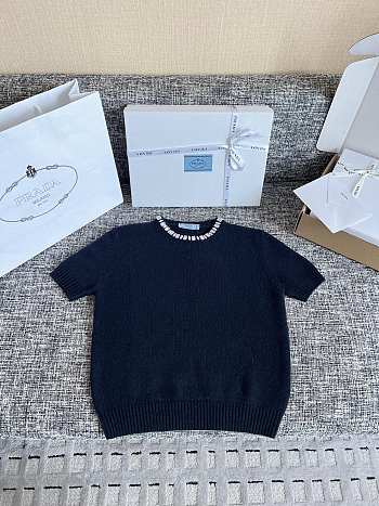 Prada Short sleeve knitwear embellished neckline 03