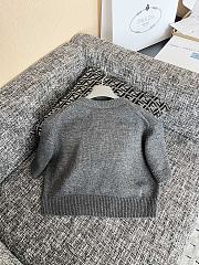 Prada logo-intarsia cropped wool sweater gray - 5