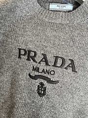 Prada logo-intarsia cropped wool sweater gray - 3