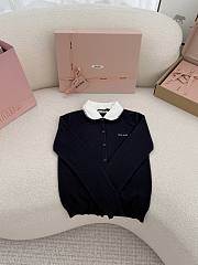 MIUMIU | Cashmere Cardigan With Embroidered Poplin Collar Black - 1